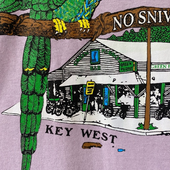 GILDAN • The Green Parrot Bar, Key West FL Purple Crew neck T-shirt size large - Picture 10 of 14